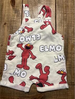 y2K Vintage Sesame Street Elmo Baby Romper Overalls 12 months Boys girls